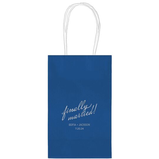 Expressive Script Finally Married Medium Twisted Handled Bags